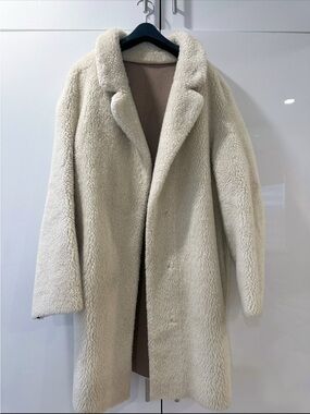 Blank NYC Cream Teddy Coat with Open Front
